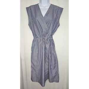 Le Gali Blue White Striped Sleeveless Dress Elastic Waist Size Medium NWT